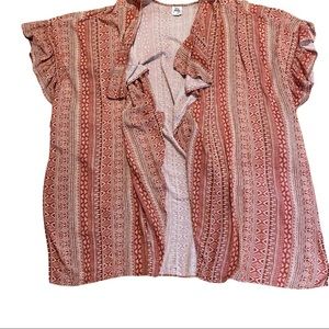 Ivy Jane xl kimono 38”L rust/cream print short sleeve